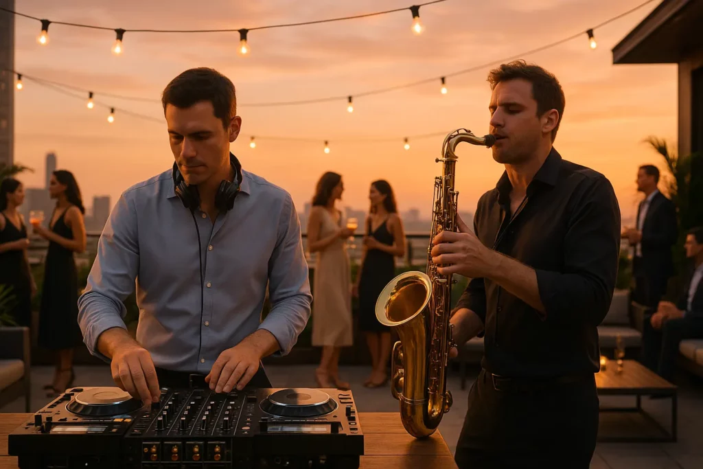 fête de mariage en bord de fleuve avec DJ en Île-de-France