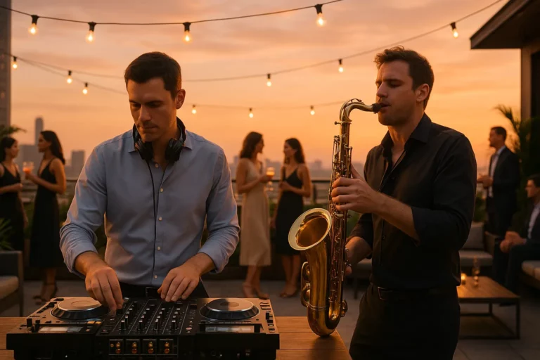 fête de mariage en bord de fleuve avec DJ en Île-de-France