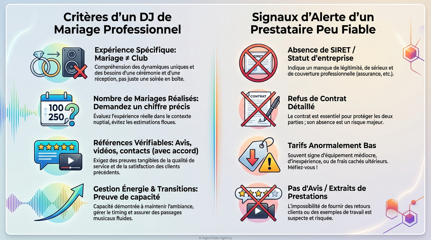 Critères de choix d'un DJ de mariage professionnel et signaux d'alerte à éviter