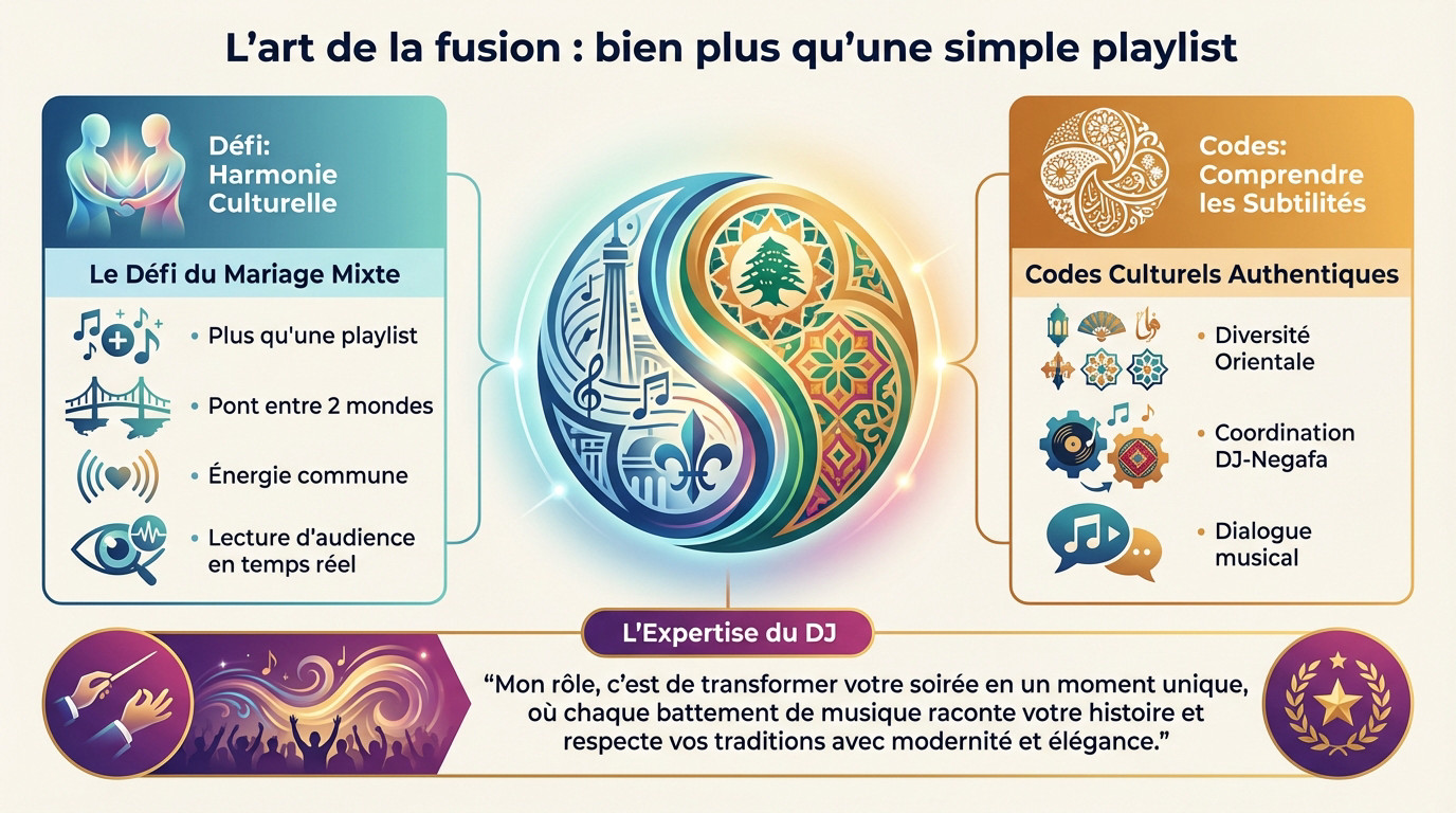 DJ Amine animant une soirée de mariage oriental chic à Paris avec jeux de lumières