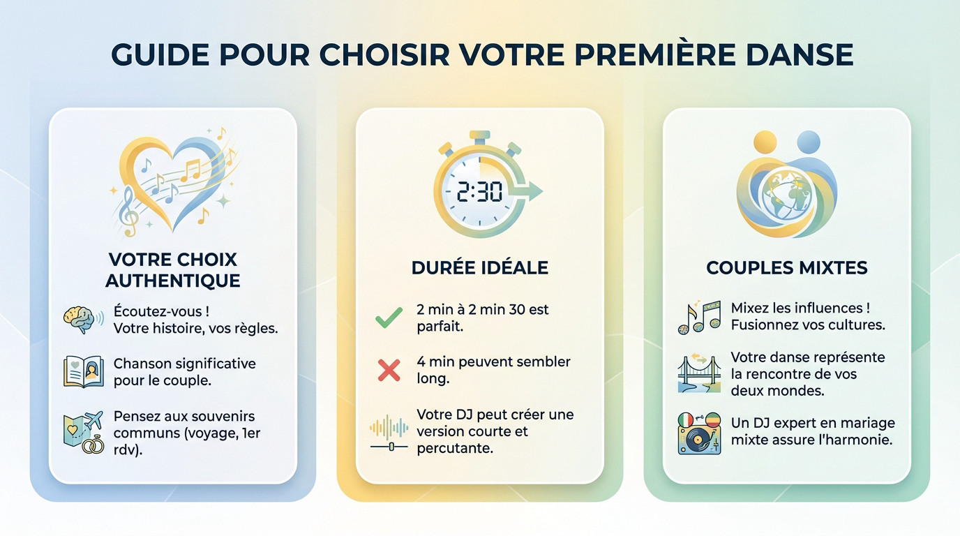 Couple de mariés réalisant une ouverture de bal élégante et complice