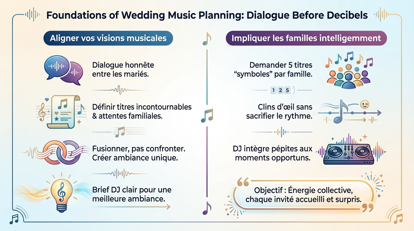 Couple discutant de l'animation musicale mariage pour une soirée mixte réussie