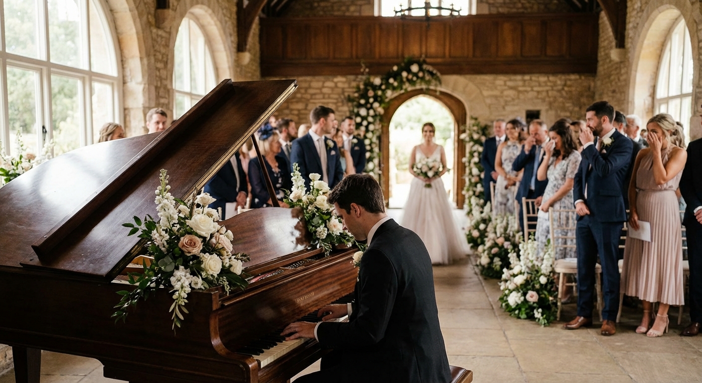 Pianiste jouant lors d'une ceremonie de mariage