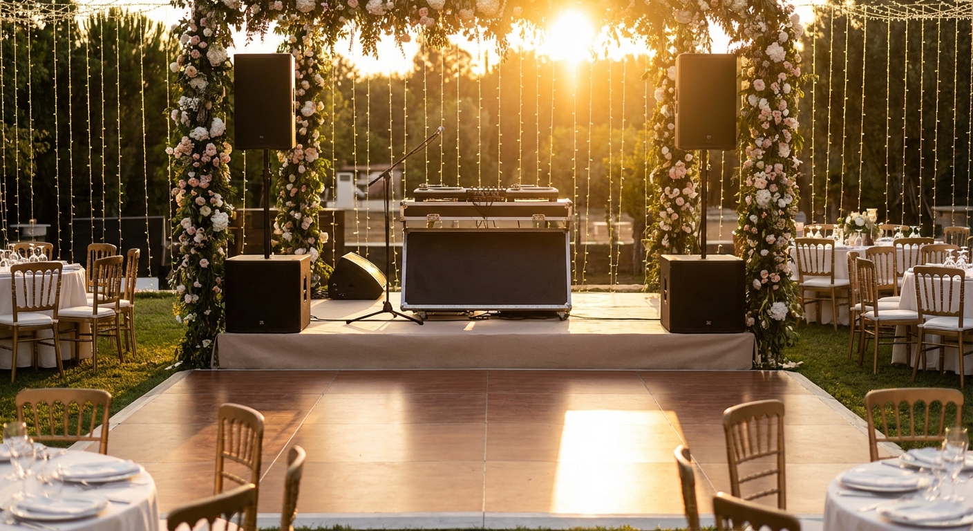 Equipement DJ professionnel installe pour mariage