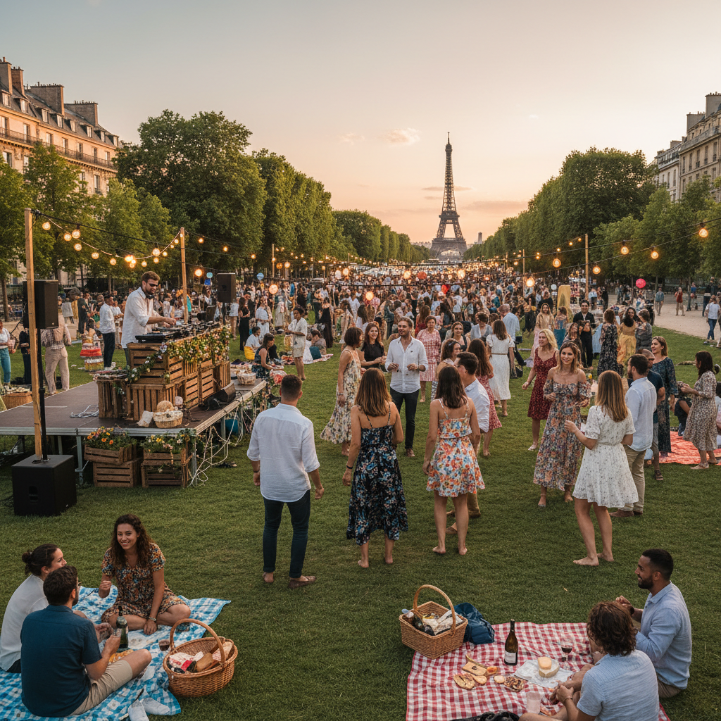 Soirée en plein air dans un parc avec DJ