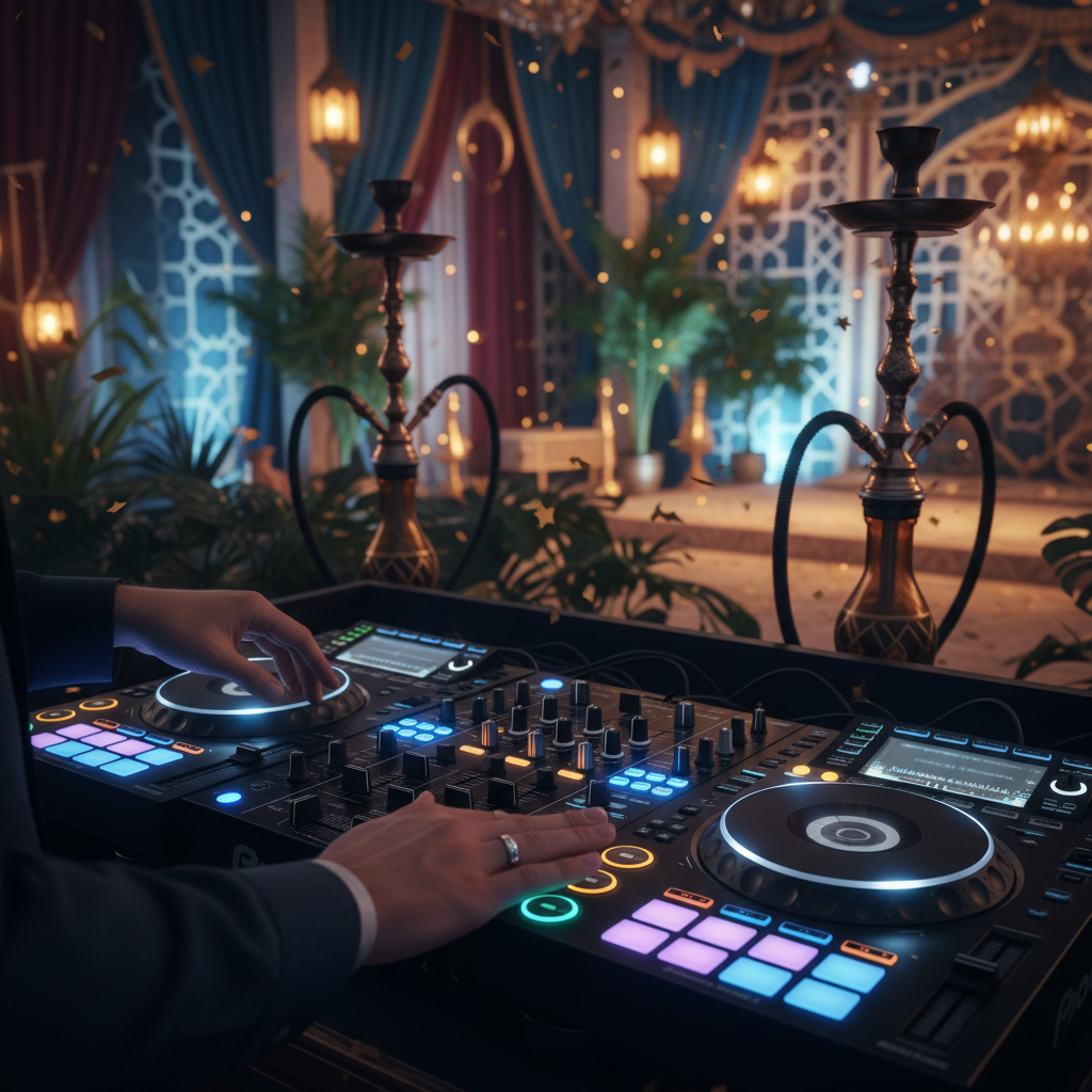Console de mixage DJ lors d'un mariage