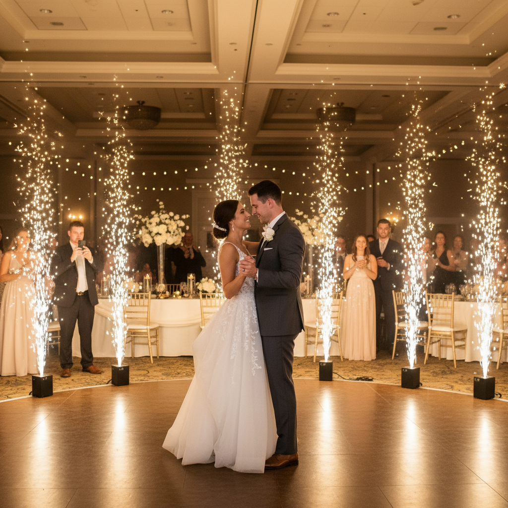 Étincelles froides lors de la première danse de mariage