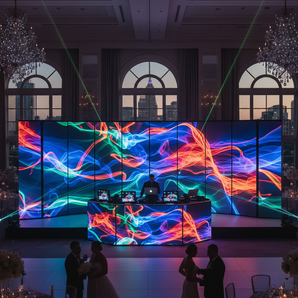 Écran LED avec vidéo mapping lors d un mariage moderne