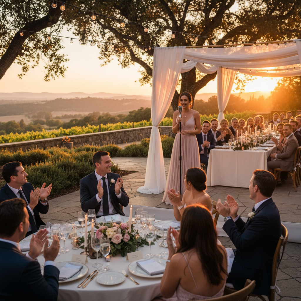 Témoignage et discours lors d un mariage en extérieur