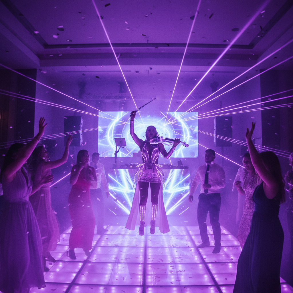 Violoniste électrique sur la piste de danse d un mariage