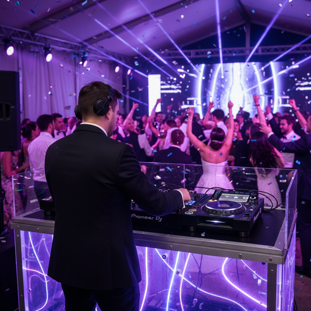 DJ professionnel mixant des morceaux lors d un mariage