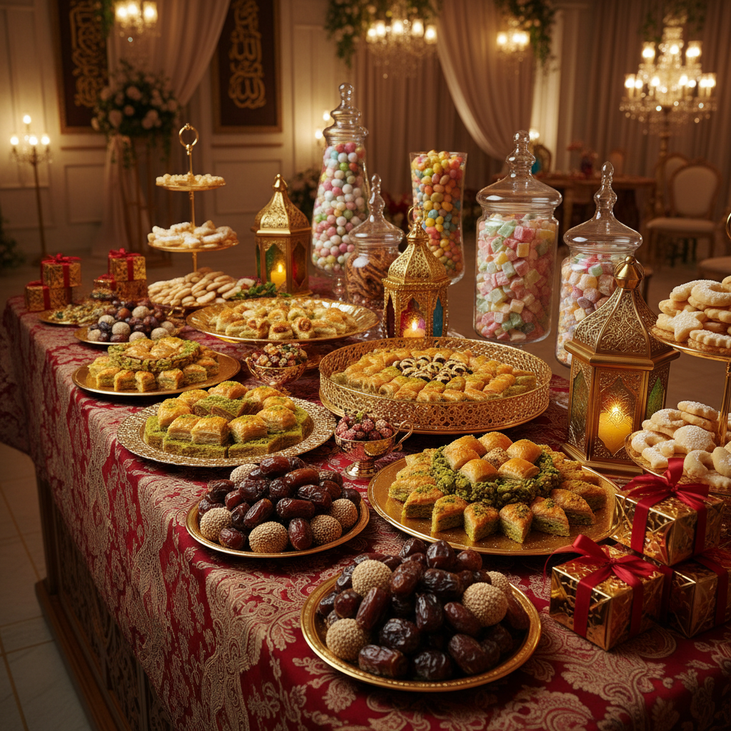 Table de sucreries et pâtisseries orientales
