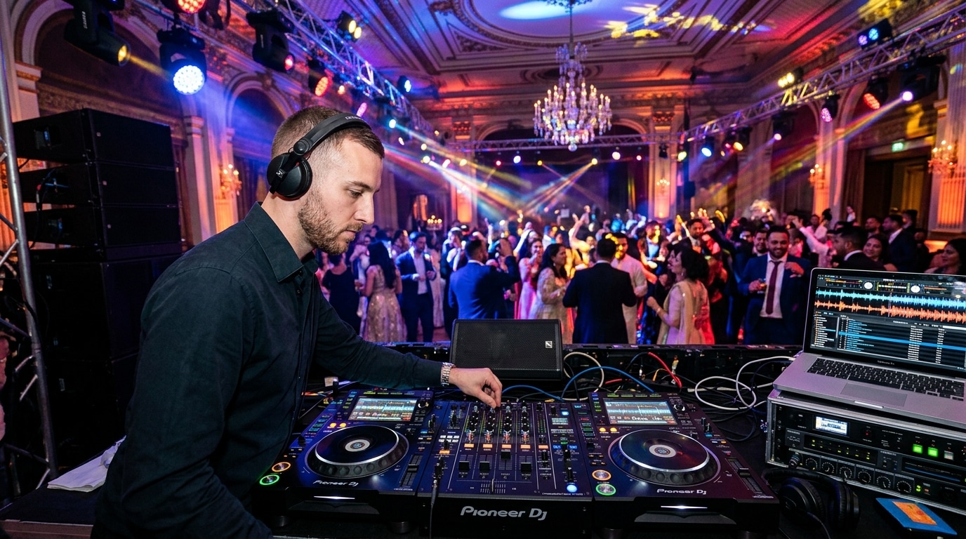 DJ Dadicool en action lors d'une animation mariage oriental à Paris, régie son et éclairages