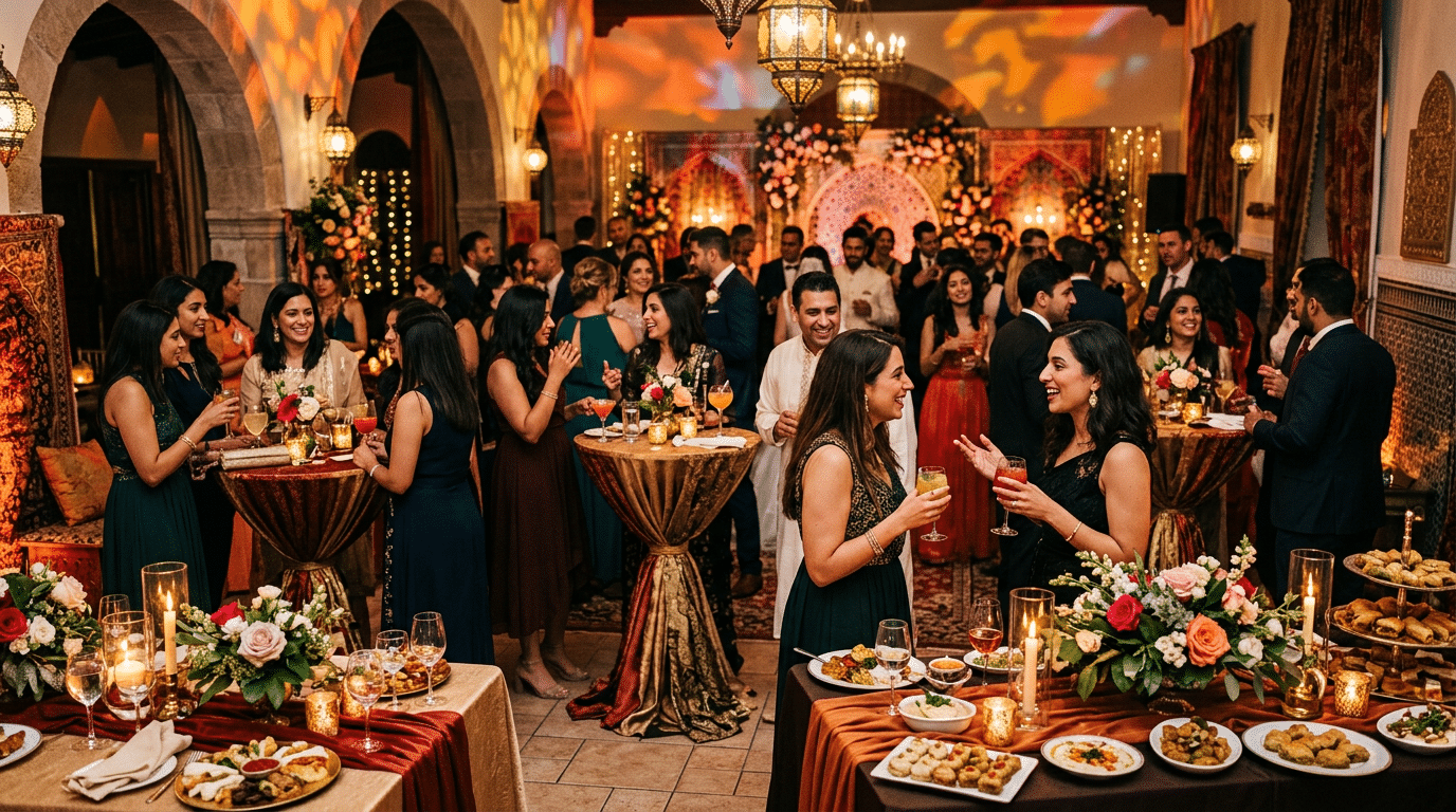 Ambiance musicale festive lors d'un cocktail de mariage oriental à Paris