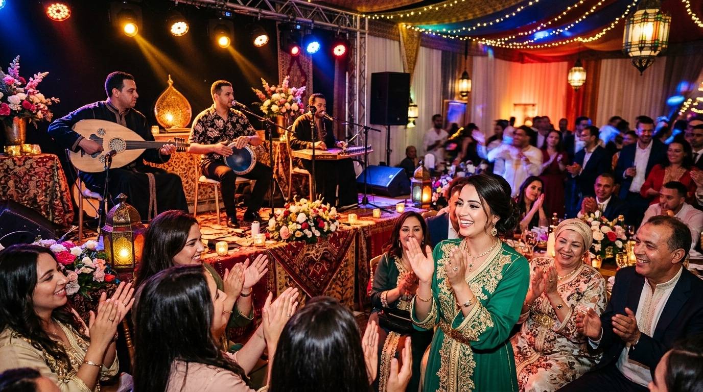 Ambiance d'une soirée malouf lors d'un mariage oriental à Paris